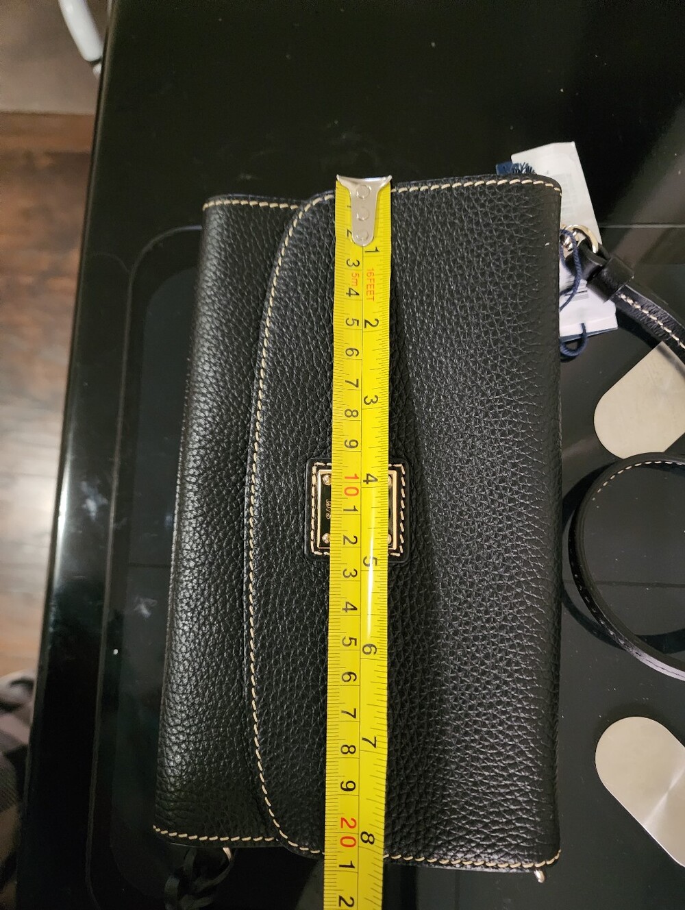 Dooney & Bourke Black Pebbled Leather Crossbody Wallet with Gold Hardware - Picture 15 of 15